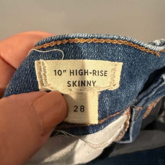 Madewell 10” High-Rise Skinny Jeans Button Fly Raw Hem Blue Size 28 - Picture 2 of 3